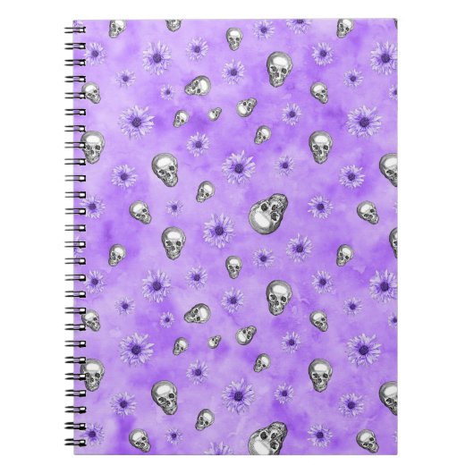 Waterverf Paars Floral Skull Note book Notitieboek (Voorkant)