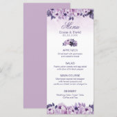 Waterverf Paars Floral Spring Wedding Menu (Voorkant / Achterkant)