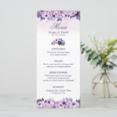 Waterverf Paars Floral Spring Wedding Menu (Staand voorkant)