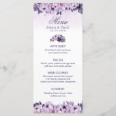 Waterverf Paars Floral Spring Wedding Menu (Voorkant)