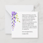 Waterverf Paars Floral Vrijgezellenfeest Hartelijk Notitiekaartje (Achterkant)