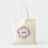 Waterverf Paars Floral Wreatname Monogram Tote Bag (Voorkant)