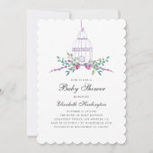 Waterverf paars florgeborenen baby shower kaart (Voorkant)