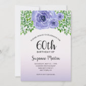 Waterverf Paars Flowers | 60e verjaardag Kaart (Voorkant)