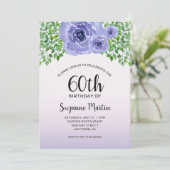 Waterverf Paars Flowers | 60e verjaardag Kaart (Staand voorkant)