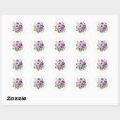 Waterverf Paars Flowers Ronde Sticker (Vel)