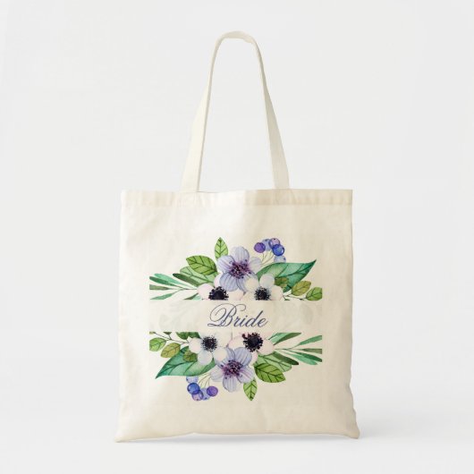 Waterverf Paars Flowers Tote Bag (Voorkant)