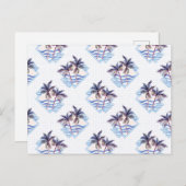 Waterverf Paars Geometrische palmboom Briefkaart (Voorkant / Achterkant)