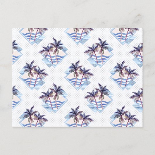 Waterverf Paars Geometrische palmboom Briefkaart (Voorkant)