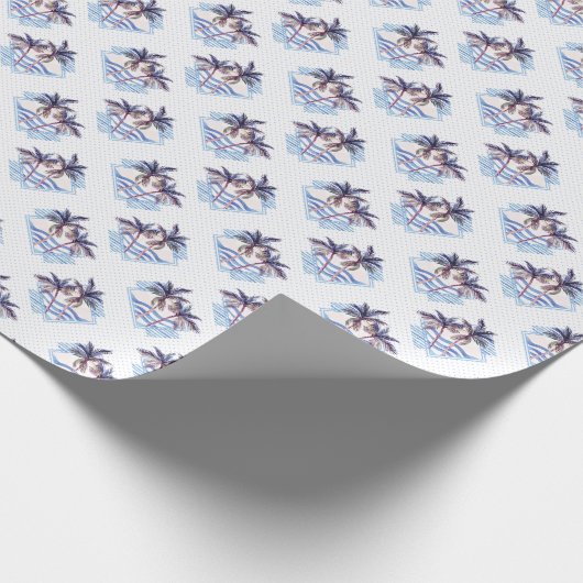 Waterverf Paars Geometrische palmboom Cadeaupapier (Hoek)