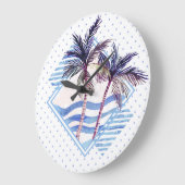 Waterverf Paars Geometrische palmboom Grote Klok (Hoek)