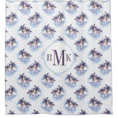 Waterverf Paars Geometrische palmboom Patroon Douchegordijn (Voorkant)