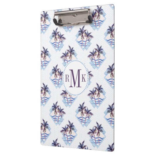 Waterverf Paars Geometrische palmboom Patroon Klembord (Links)