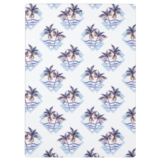 Waterverf Paars Geometrische palmboom Patroon Klembord (Achterkant)