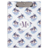 Waterverf Paars Geometrische palmboom Patroon Klembord (Voorkant)