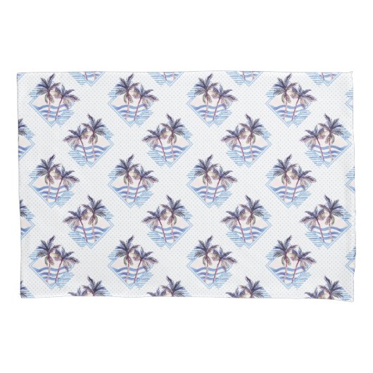 Waterverf Paars Geometrische palmboom Patroon Kussensloop (Voorkant-Links)