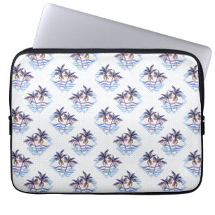 Waterverf Paars Geometrische palmboom Patroon Laptop Sleeve