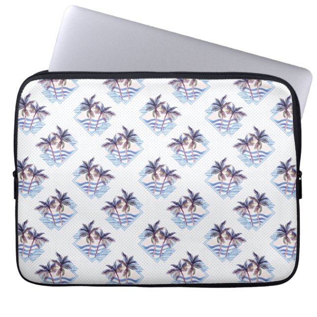Waterverf Paars Geometrische palmboom Patroon Laptop Sleeve (Voorkant)