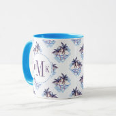 Waterverf Paars Geometrische palmboom Patroon Mok (Voorkant links)