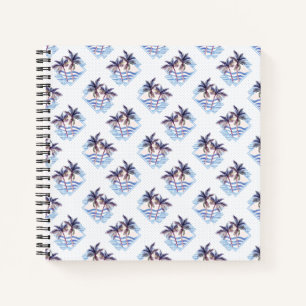 Waterverf Paars Geometrische palmboom Patroon Notitieboek
