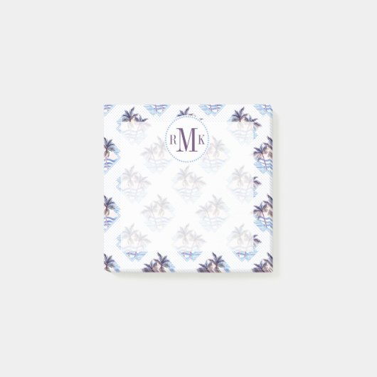 Waterverf Paars Geometrische palmboom Patroon Post-it® Notes (Voorkant)