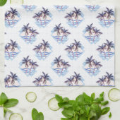 Waterverf Paars Geometrische palmboom Patroon Theedoek (Gevouwen)