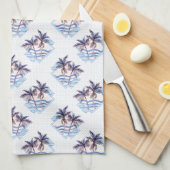 Waterverf Paars Geometrische palmboom Patroon Theedoek (Quarter Fold)