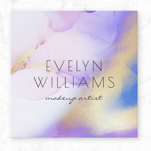 Waterverf Paars Gold Abstract Calligrafie Script Vierkante Visitekaartje