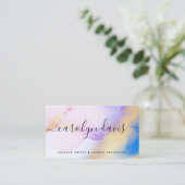 Waterverf Paars Gold Abstract Calligrafie Script Visitekaartje (Staand voorkant)