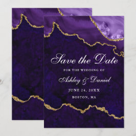 Waterverf Paars Goud Marmer Agaat Geode Save The Date