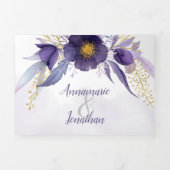 Waterverf Paars goudroze bruinbruin Drieluik Uitnodiging (Cover)