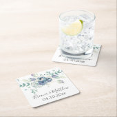 Waterverf Paars-groen Floral Elegant Wedding Kartonnen Onderzetters (Insitu)