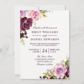 Waterverf Paars groen lederen huwelijk Kaart (Voorkant)