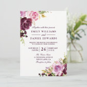 Waterverf Paars groen lederen huwelijk Kaart (Staand voorkant)