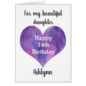 Waterverf Paars hart 14e verjaardag Dochter (Voorkant)