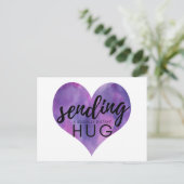 Waterverf Paars hart op sociaal afstand Hug Briefkaart (Staand voorkant)
