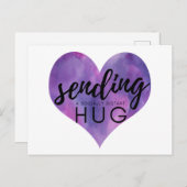 Waterverf Paars hart op sociaal afstand Hug Briefkaart (Voorkant / Achterkant)