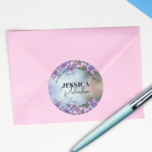 Waterverf Paars Hydrangea Return Address Label
