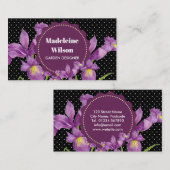 Waterverf Paars Iris Black White Polka Dots Busi Visitekaartje (Voorkant / Achterkant)