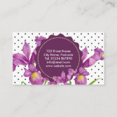 Waterverf Paars Iris Black White Polka Dots Busi Visitekaartje (Achterkant)