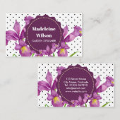 Waterverf Paars Iris Black White Polka Dots Busi Visitekaartje (Voorkant / Achterkant)