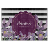 Waterverf Paars Iris Black White Stripes Pattern Snijplank (Voorkant)