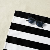 Waterverf Paars Iris Black White Stripes Pattern Strandlaken (In situ)