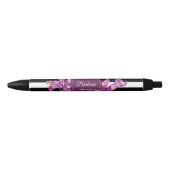 Waterverf Paars Iris Black White Stripes Pattern Zwarte Inkt Pen (Voorkant)