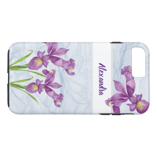 Waterverf Paars Iris botanische flora Organza Case-Mate iPhone Case (Achterkant (Horizontaal))