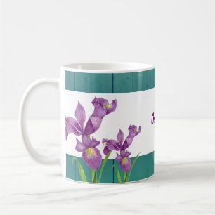 Waterverf Paars Iris Botanische Floral Art Koffiemok