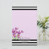 Waterverf Paars Iris Botanische illustratie Briefpapier (Staand voorkant)
