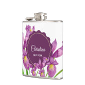 Waterverf Paars Iris Botanische illustratie Heupfles (Links)