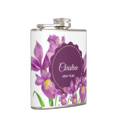 Waterverf Paars Iris Botanische illustratie Heupfles (Rechts)