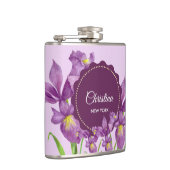 Waterverf Paars Iris Botanische illustratie Heupfles (Rechts)
